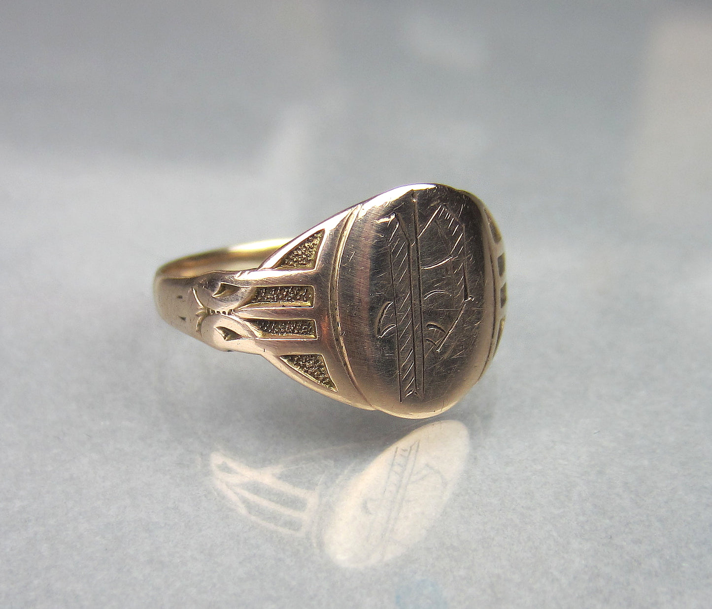SOLD--Victorian "P" Signet Ring 10k c. 1880