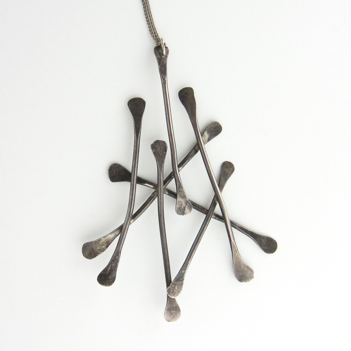 SOLD--Modernist Paddle Pendant Sterling c. 1960