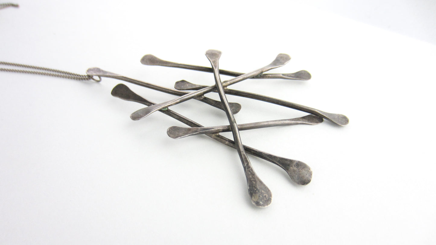 SOLD--Modernist Paddle Pendant Sterling c. 1960