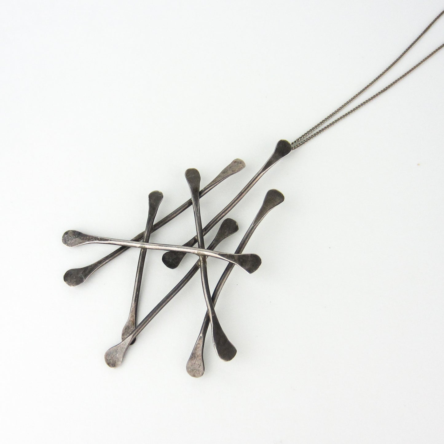 SOLD--Modernist Paddle Pendant Sterling c. 1960