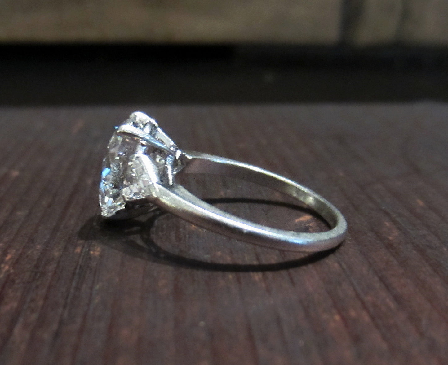 SOLD--Late Art Deco Pear Cut Diamond 2.41ct FVS1 Engagement Ring Platinum c. 1940