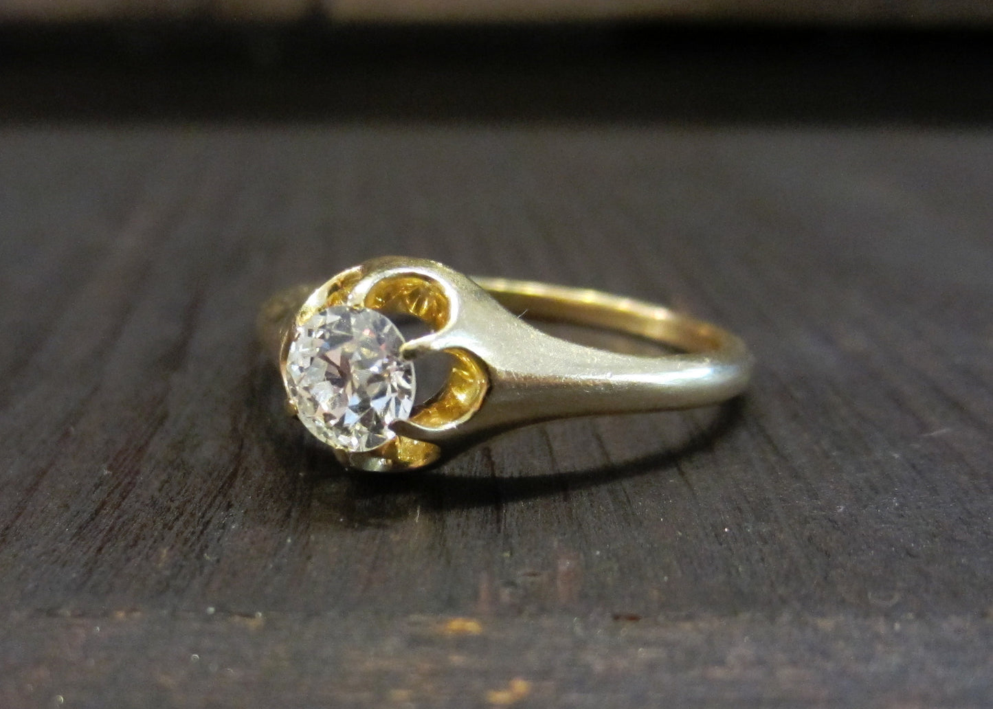 SOLD---Edwardian Old European .50ct GHVS1 Diamond Ring 18k c. 1910