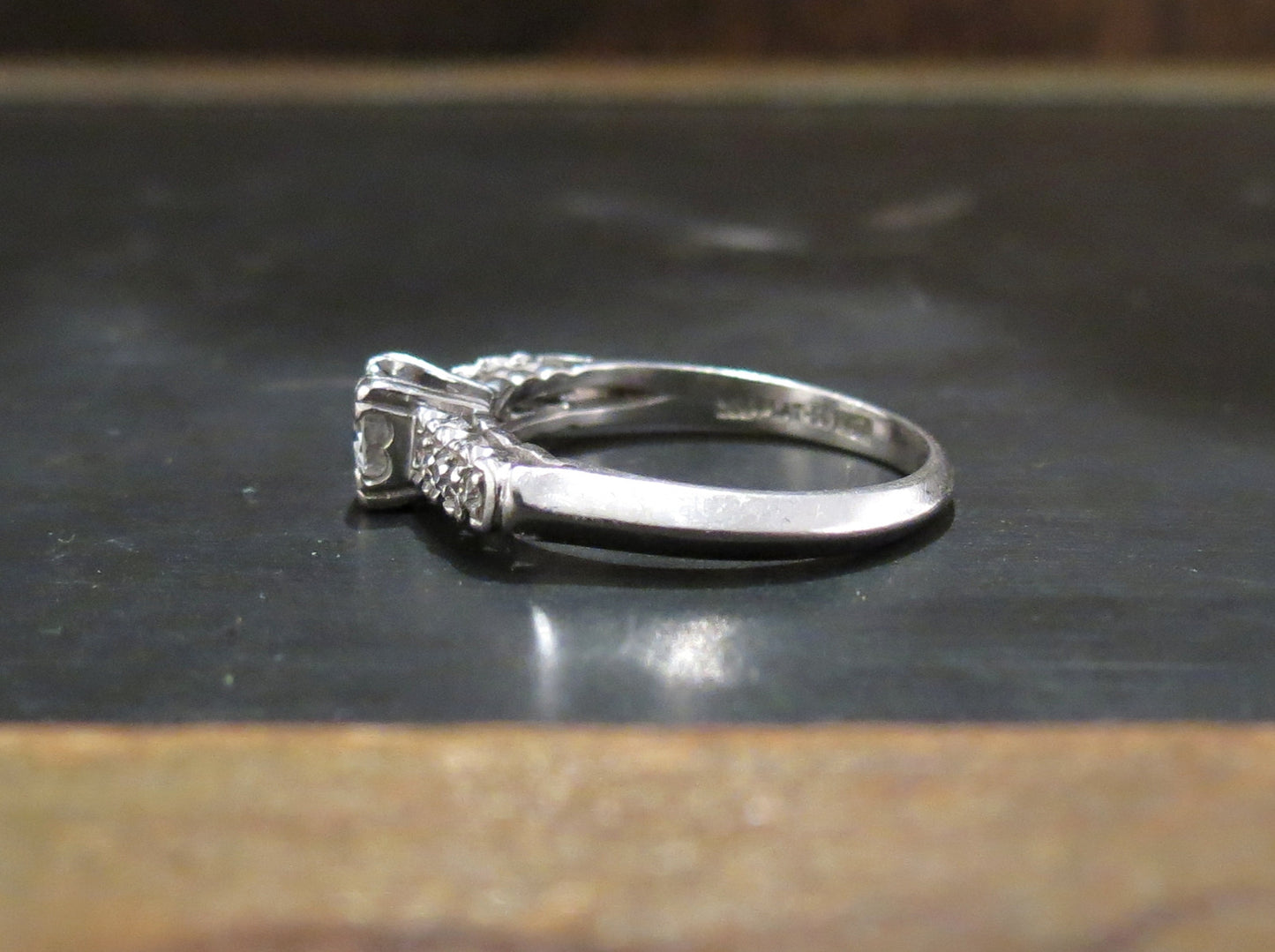 SOLD--Art Deco Transitional Round Brilliant .40ct Diamond Engagement Ring Platinum c. 1940