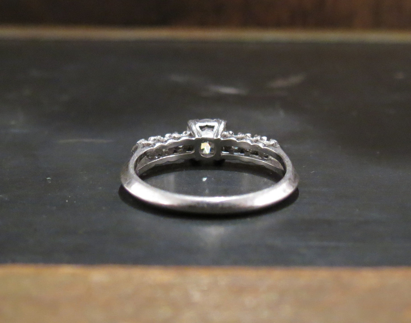 SOLD--Art Deco Transitional Round Brilliant .40ct Diamond Engagement Ring Platinum c. 1940