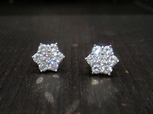 SOLD--Sparkly Estate Diamond Star Earrings 18k