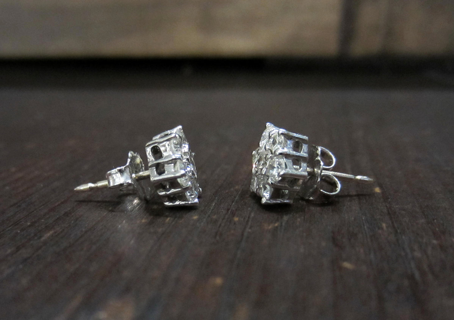 SOLD--Sparkly Estate Diamond Star Earrings 18k