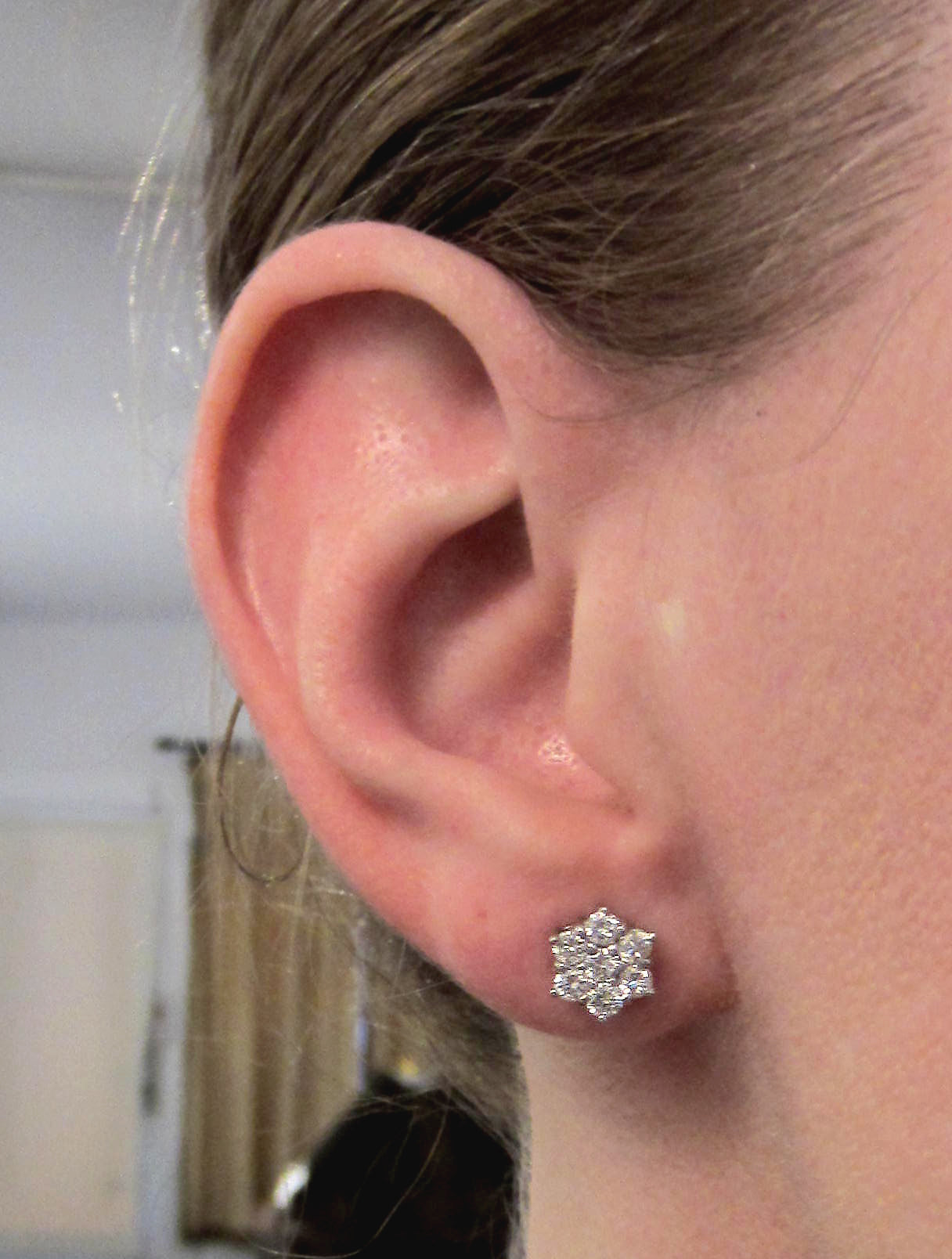 SOLD--Sparkly Estate Diamond Star Earrings 18k