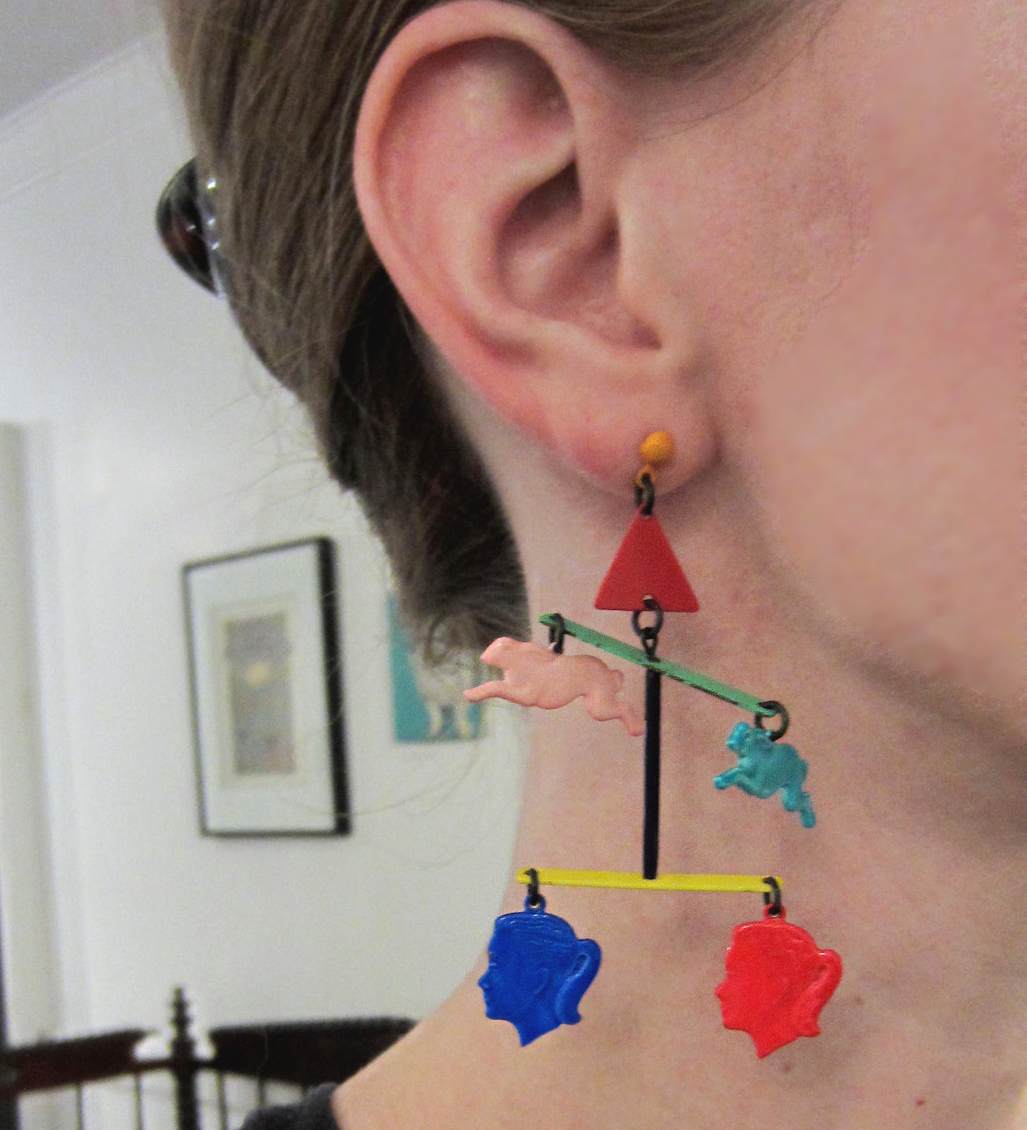 SOLD--Post Modern Memphis Enamel Earrings, Eve Kaplin c. 1985