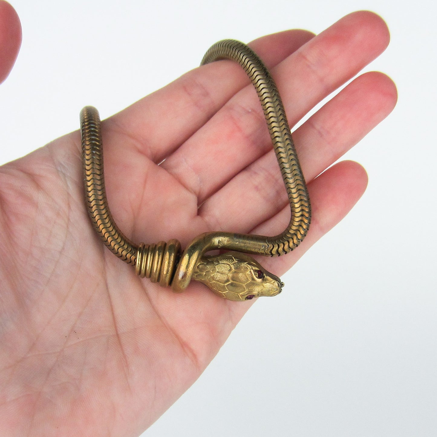 SOLD--Art Deco Snake Choker Brass c. 1930
