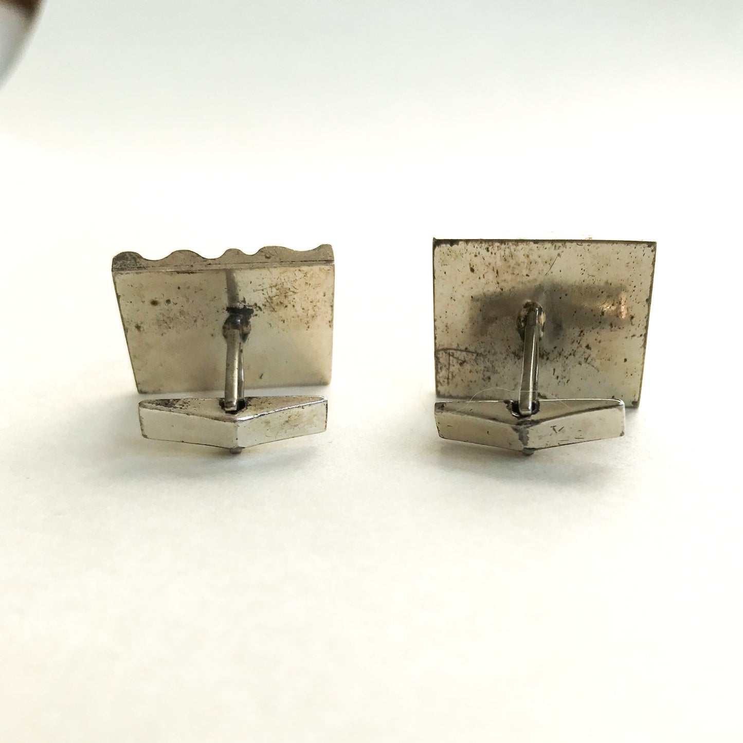 SOLD-Modernist Sculptural Cufflinks Sterling, Harold Fithian c. 1960