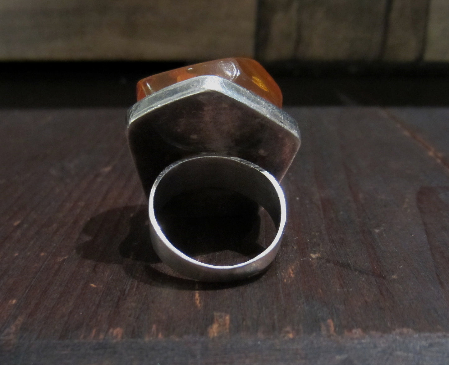 Modernist Amber Ring Sterling c. 1970