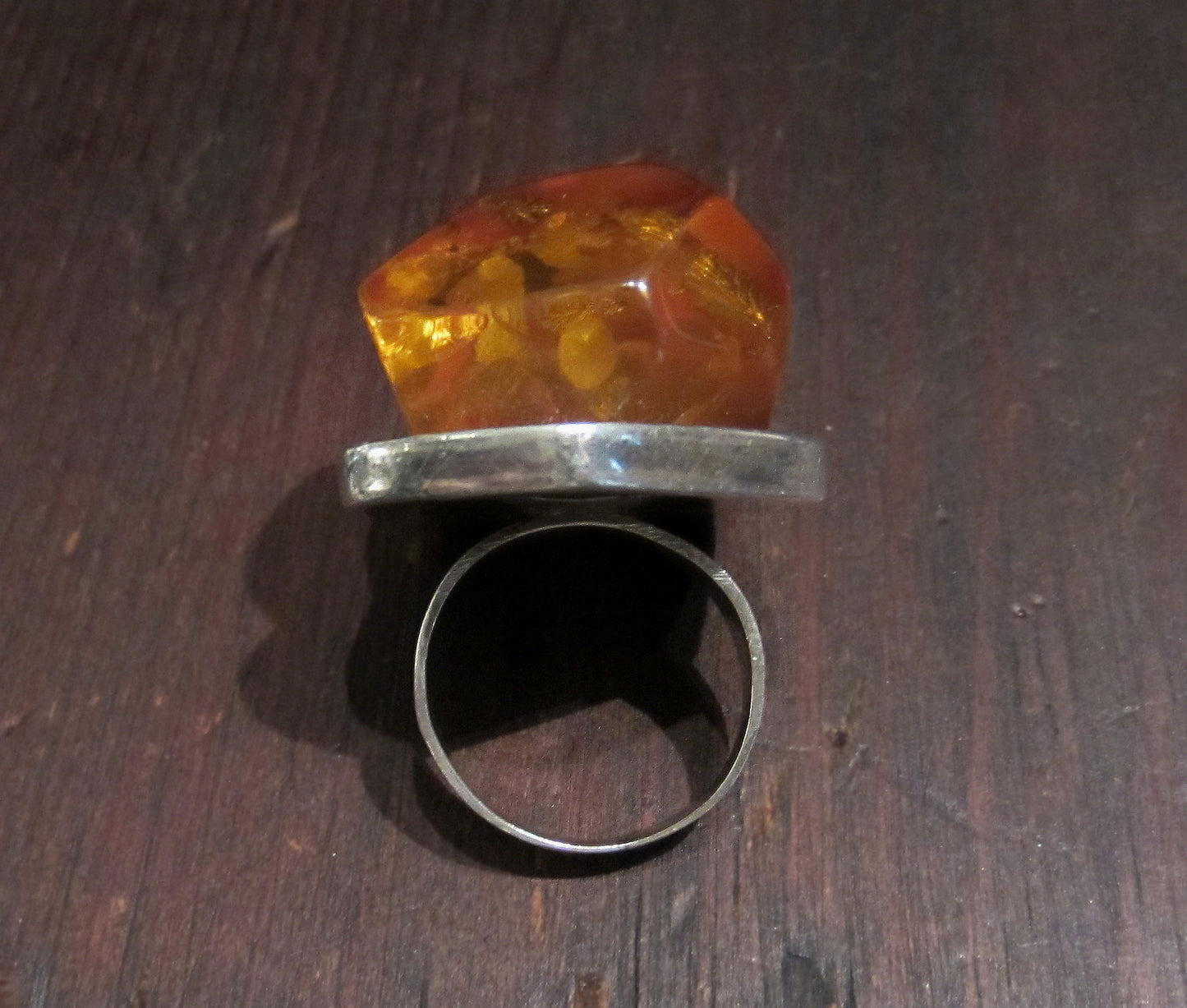 Modernist Amber Ring Sterling c. 1970