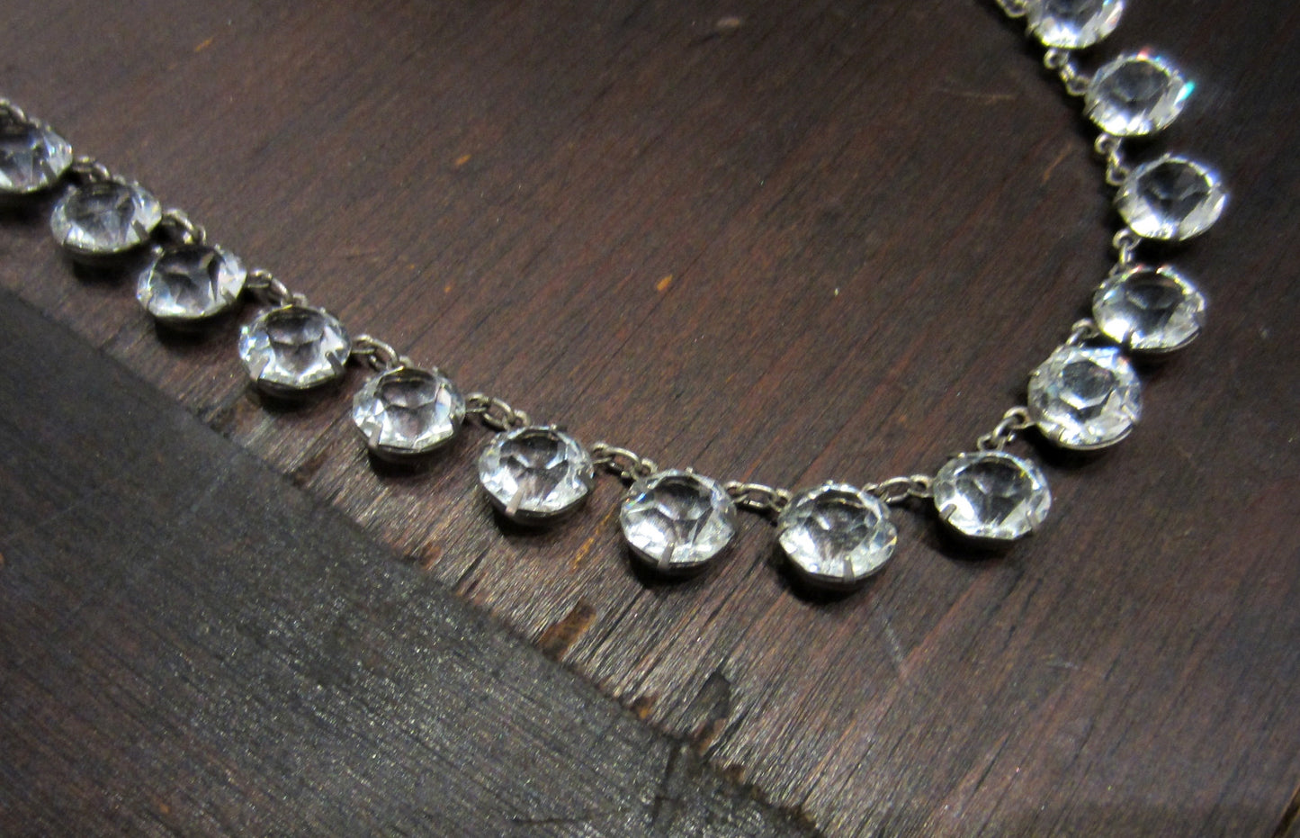 SOLD--Art Deco Crystal Collar Sterling Silver c. 1930