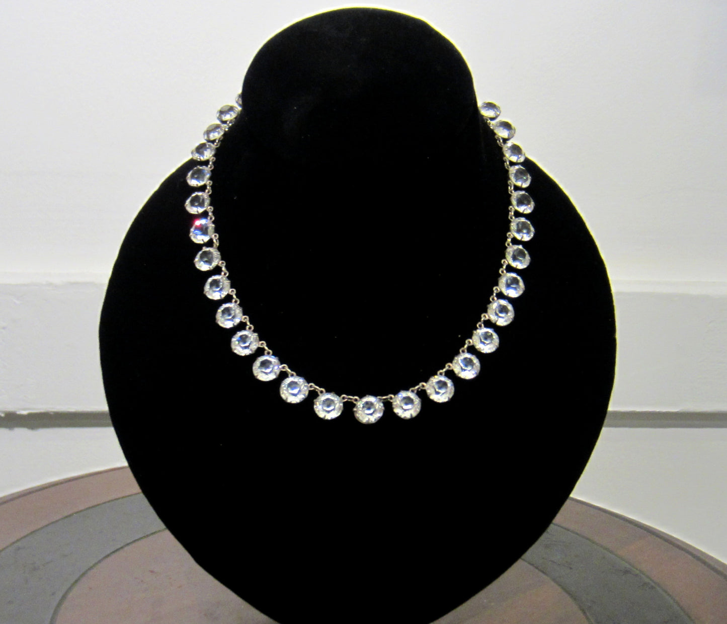 SOLD--Art Deco Crystal Collar Sterling Silver c. 1930