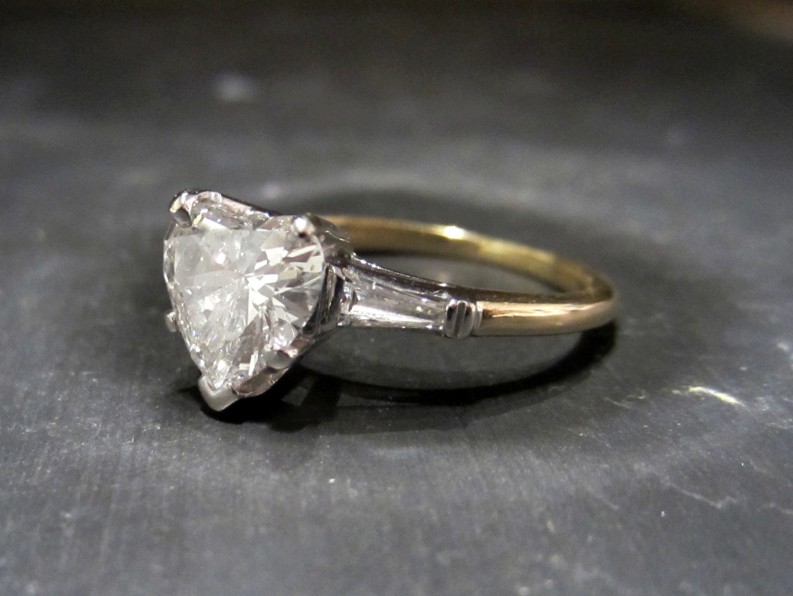 Vintage heart on sale shaped engagement rings