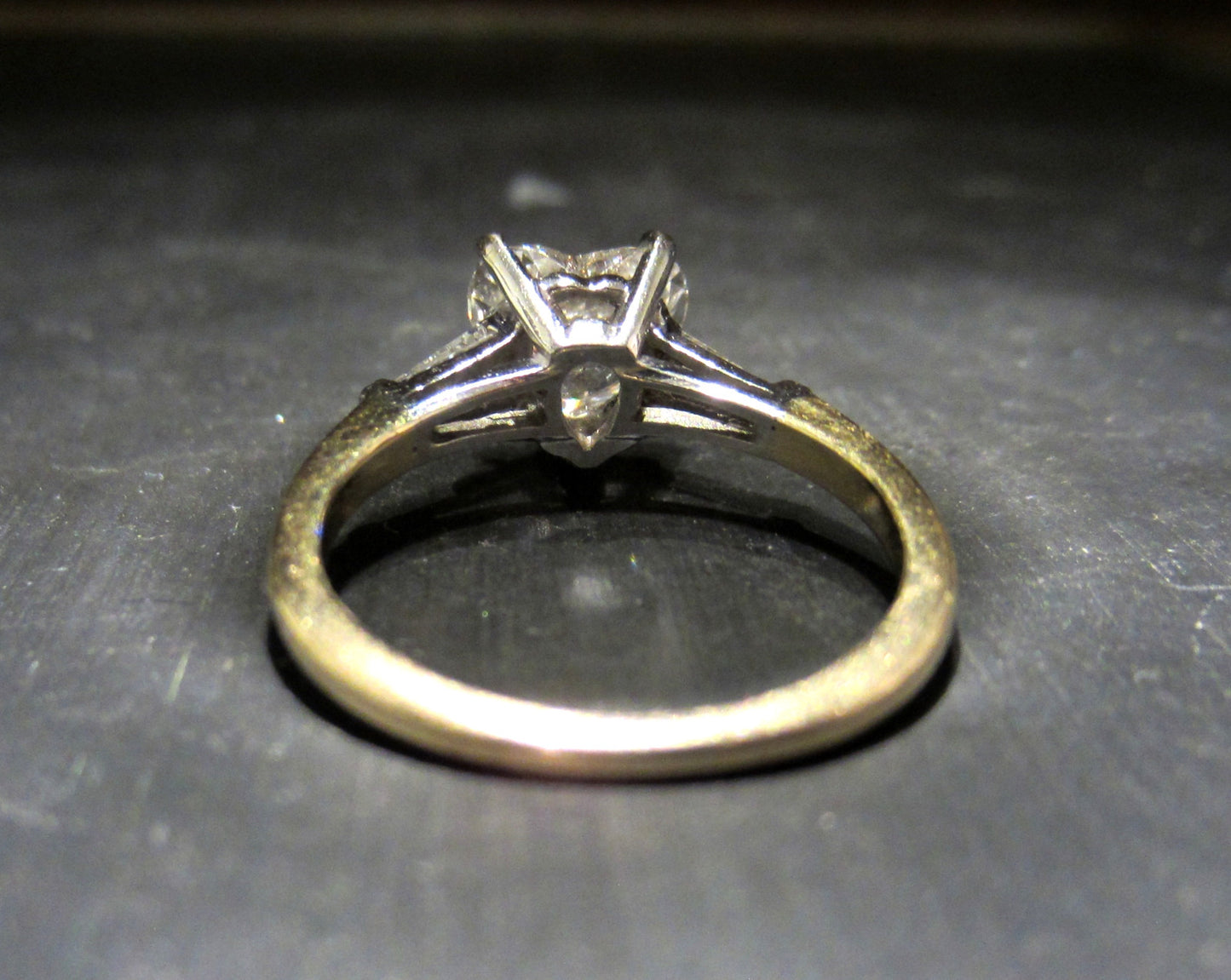 SOLD--Vintage Heart-Shaped Diamond 1.27ct Engagement Ring 14k c. 1980