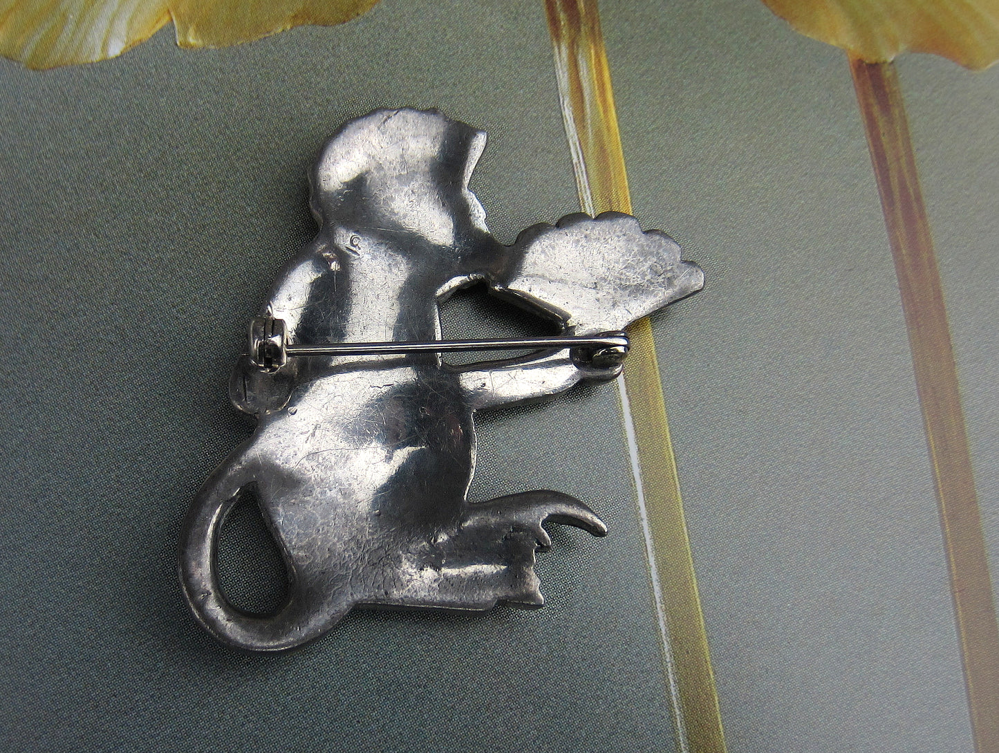 Early Art Deco Paste Monkey Brooch Silver c. 1920--SOLD