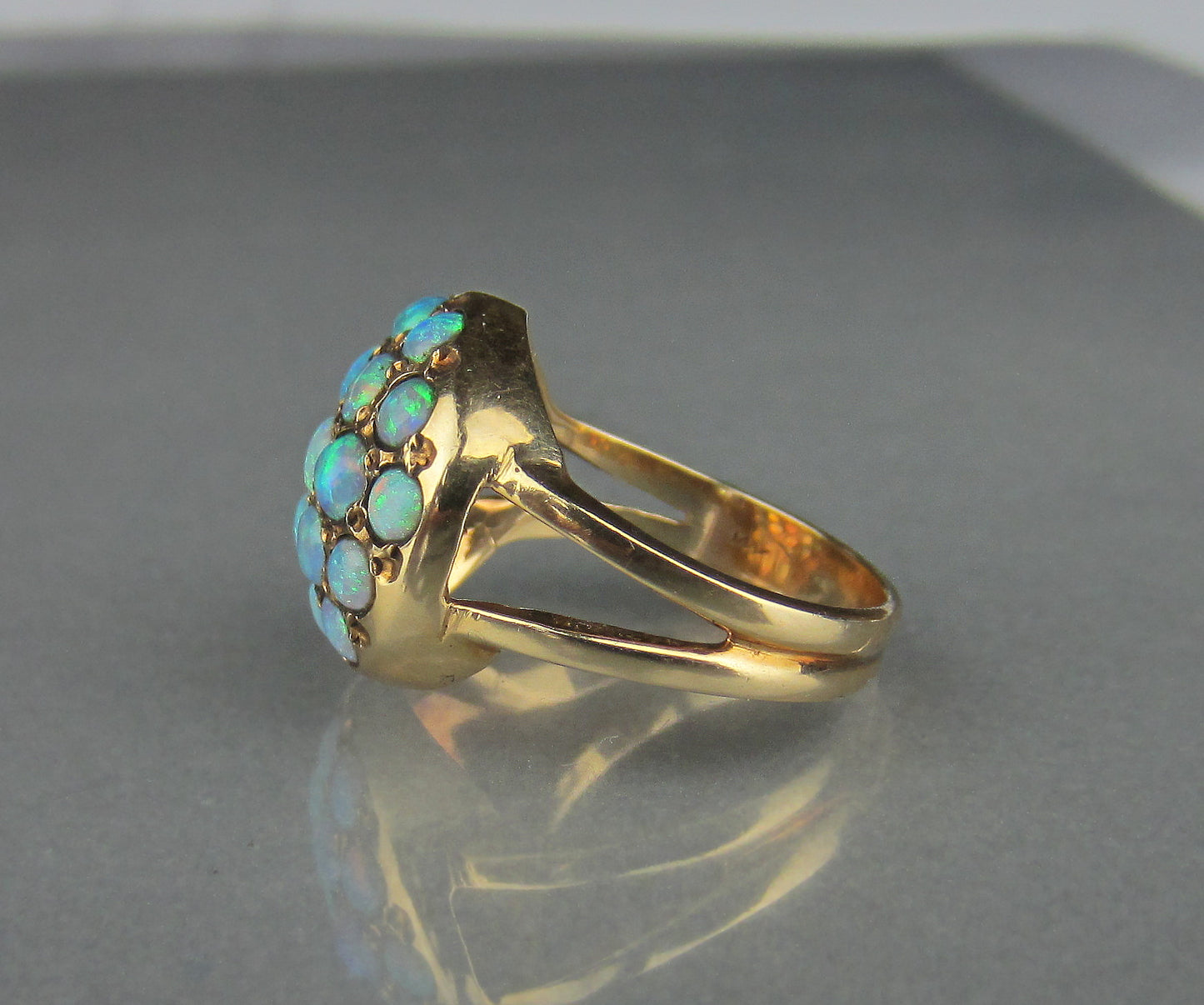 SOLD--Vintage Opal Cluster Ring 14k c. 1960