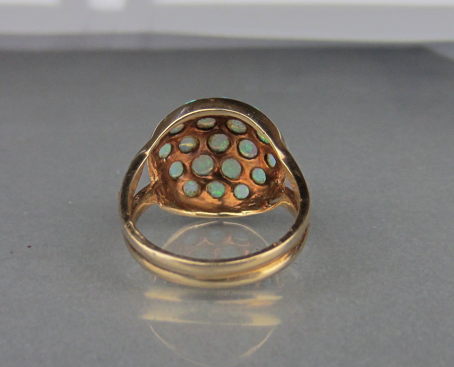 SOLD--Vintage Opal Cluster Ring 14k c. 1960