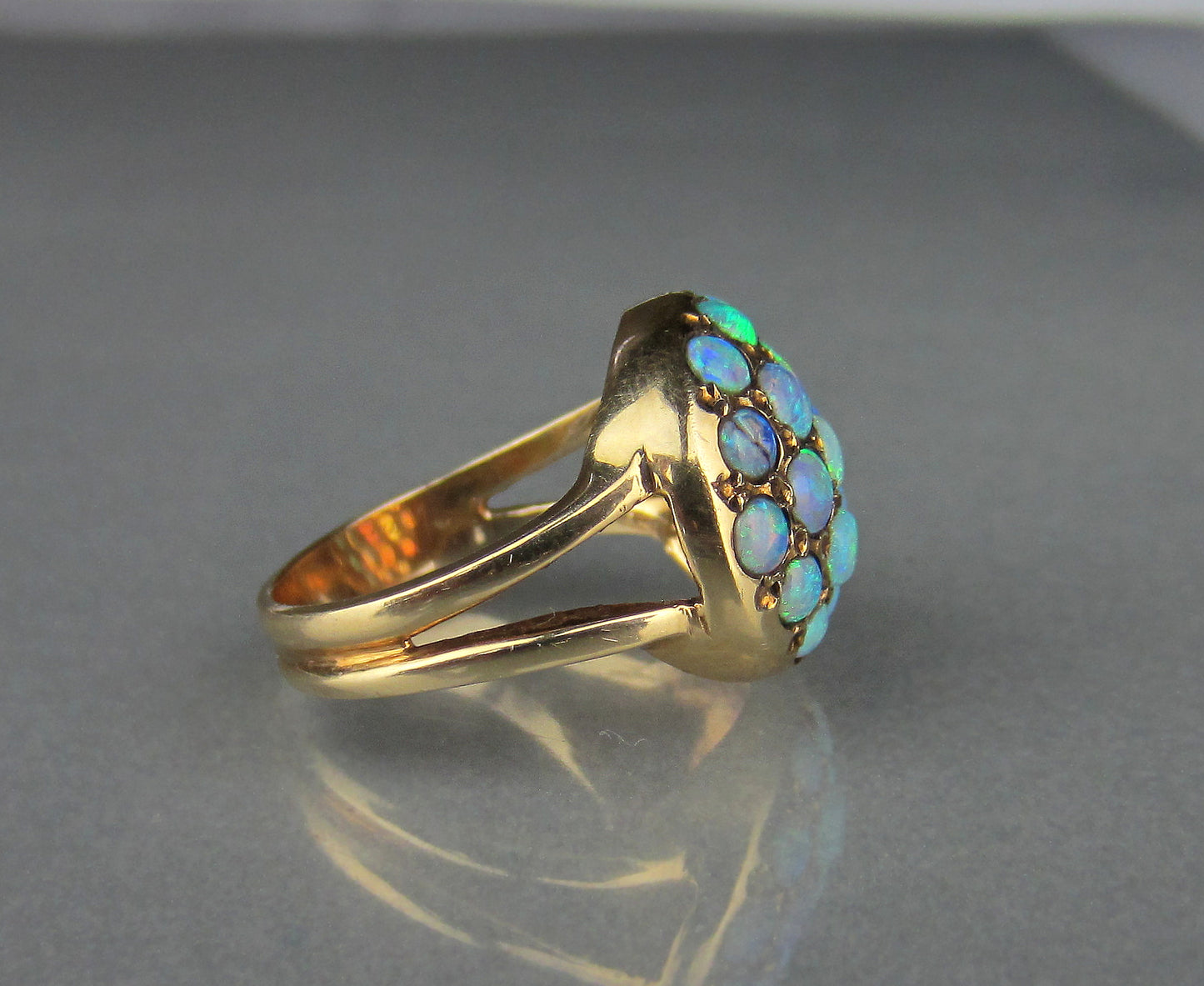 SOLD--Vintage Opal Cluster Ring 14k c. 1960