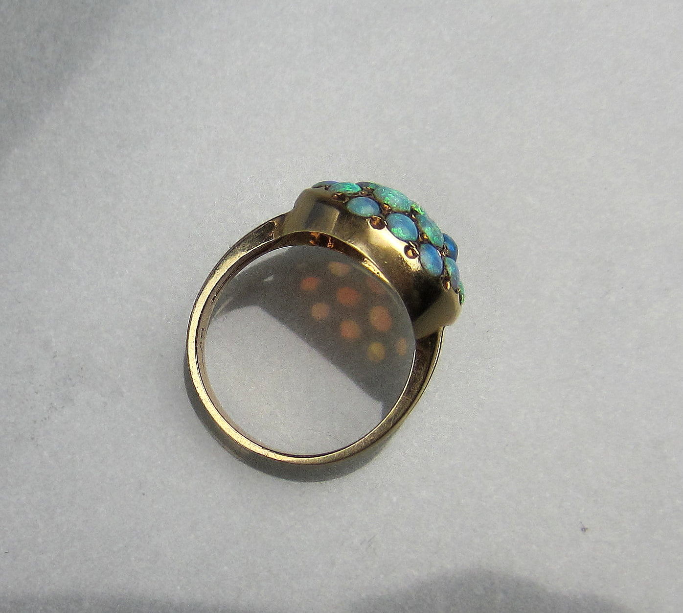 SOLD--Vintage Opal Cluster Ring 14k c. 1960