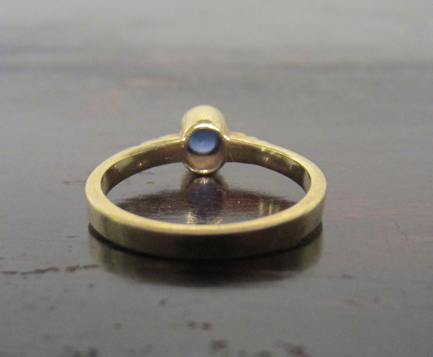 SOLD--Vintage Petite Cabochon Sapphire Solitaire Ring 14k