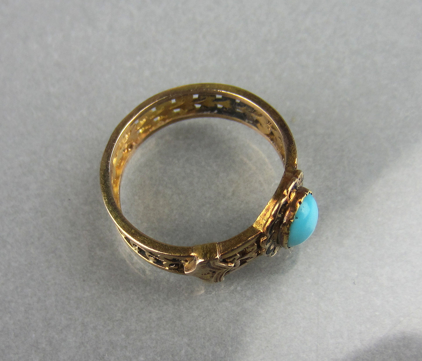 Victorian Turquoise and Enamel Ring 14k c. 1860