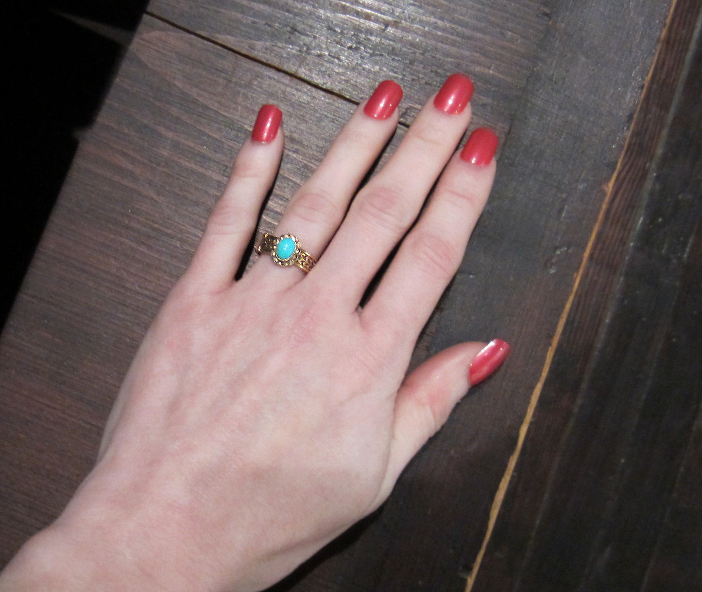 Victorian Turquoise and Enamel Ring 14k c. 1860