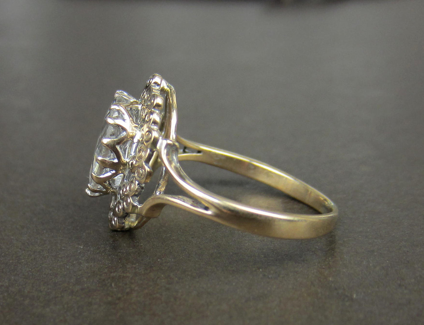 SOLD--Antique Giant Rose Cut Diamond Ring 18k