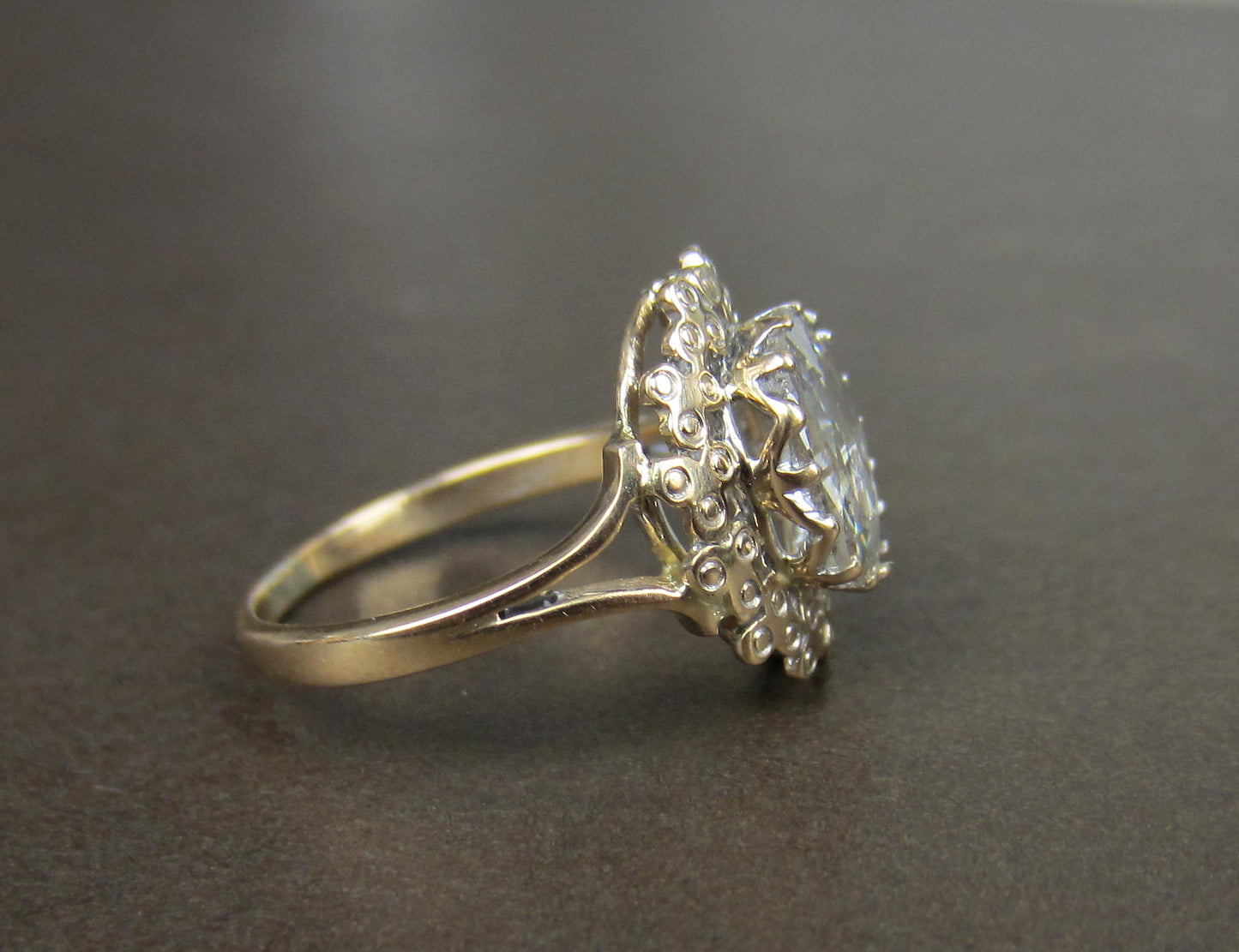 SOLD--Antique Giant Rose Cut Diamond Ring 18k