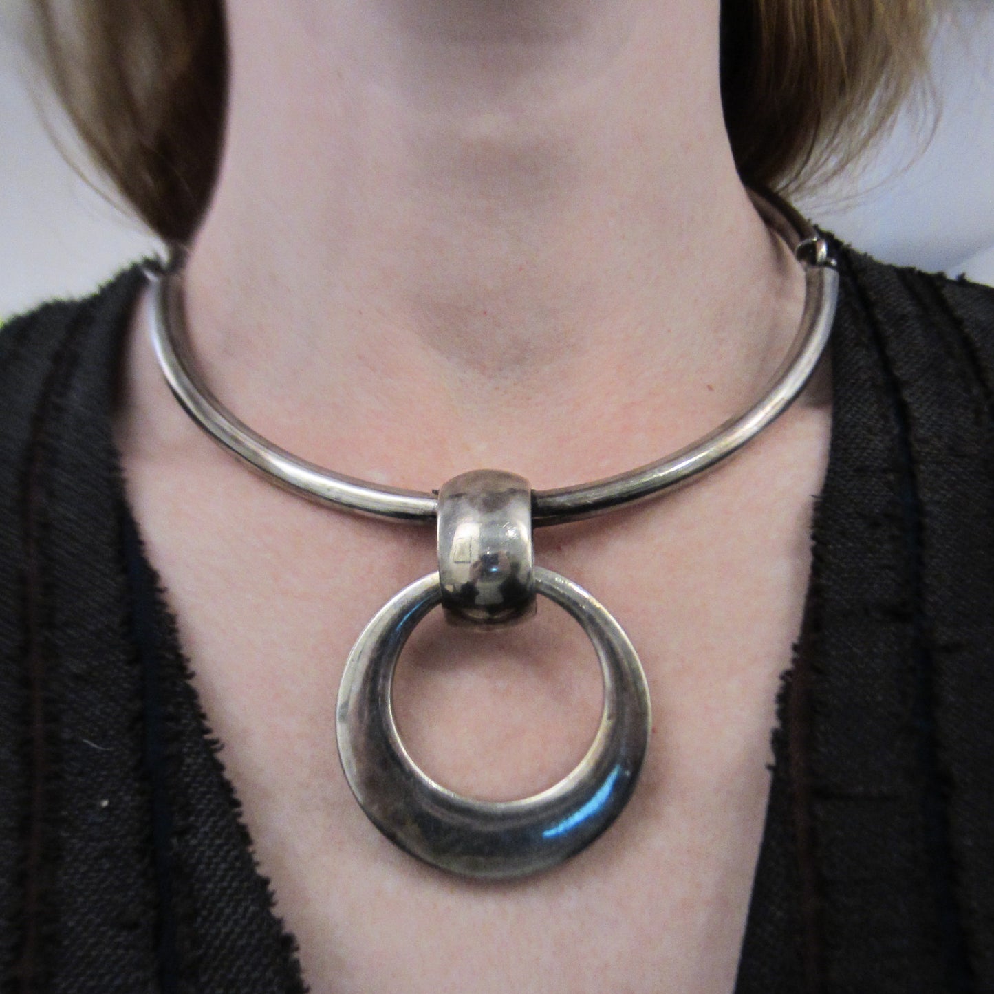 SOLD--Modernist Geometric Collar Sterling, Joaquin Espaliu c. 1970