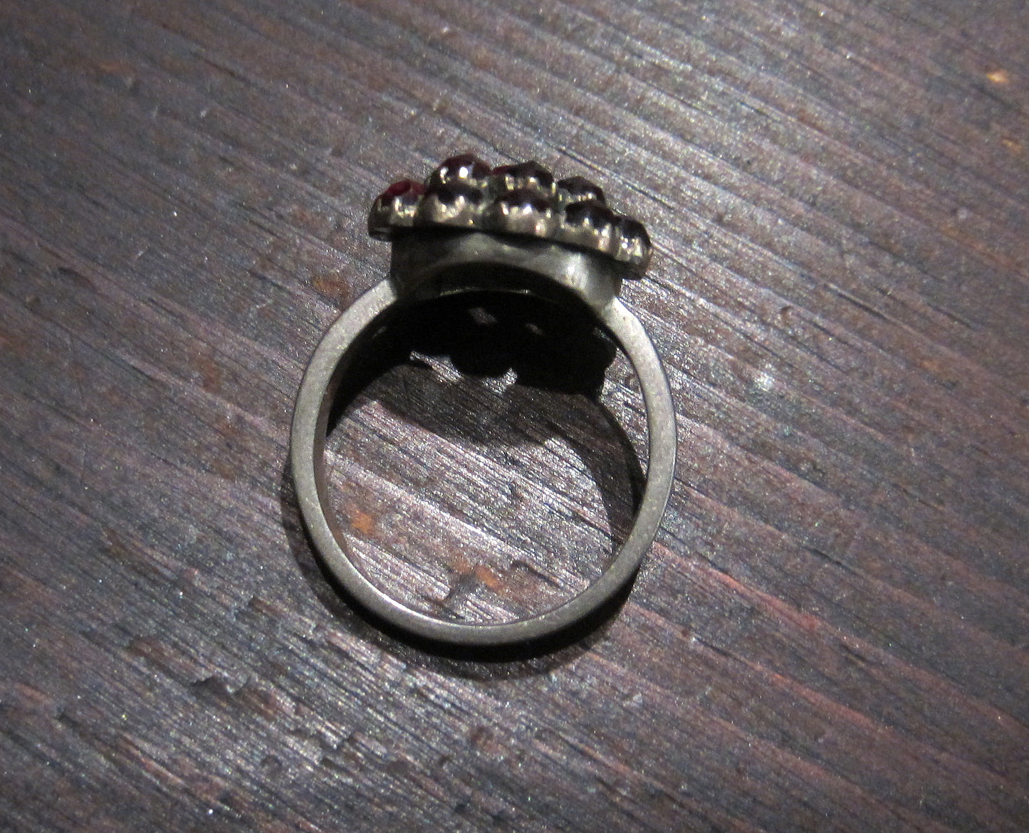 SOLD Bohemian Garnet Cluster Ring 800 Silver c. 1900