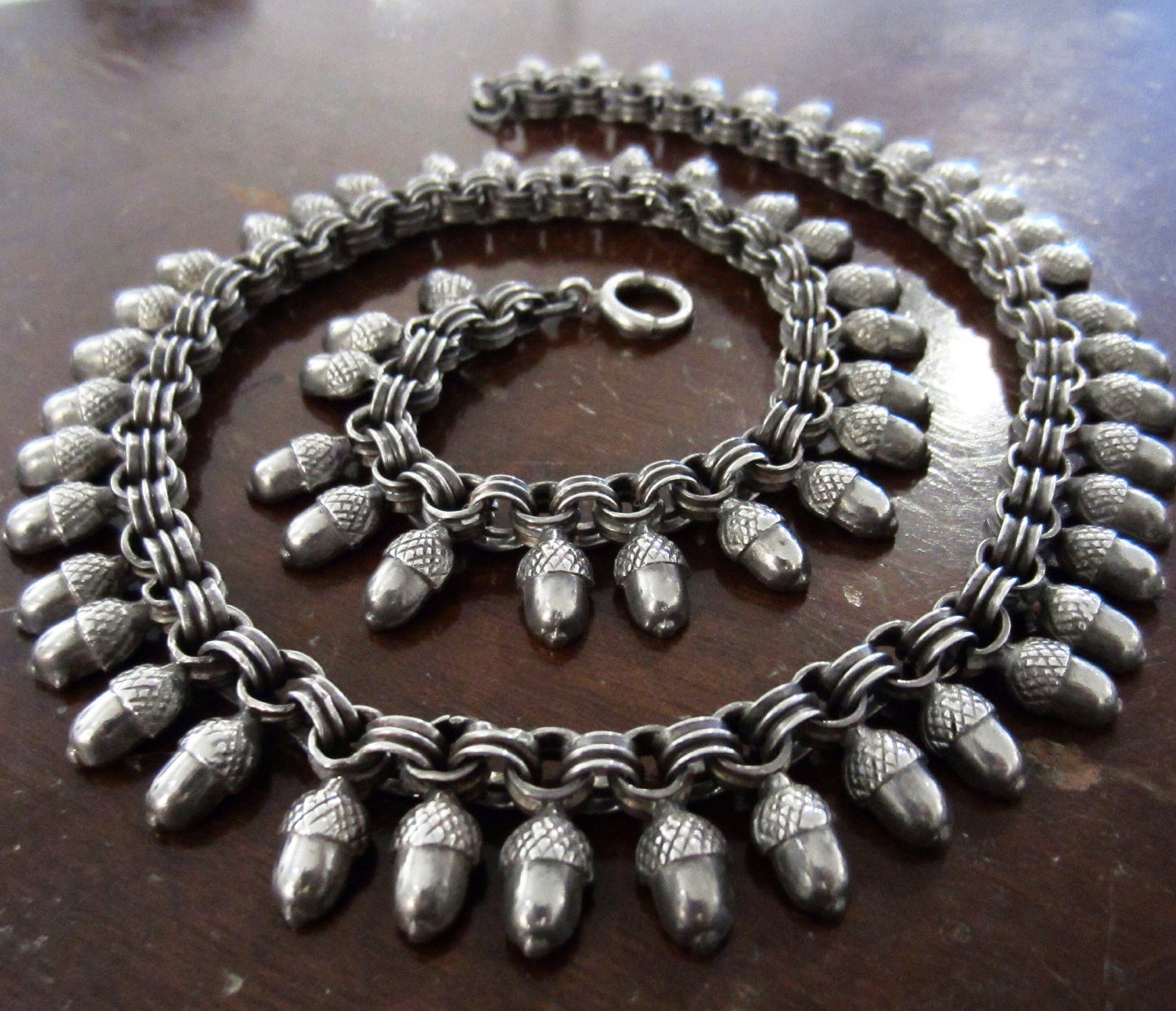 SOLD-Fantastic Victorian Acorn Collar Sterling Silver c. 1870