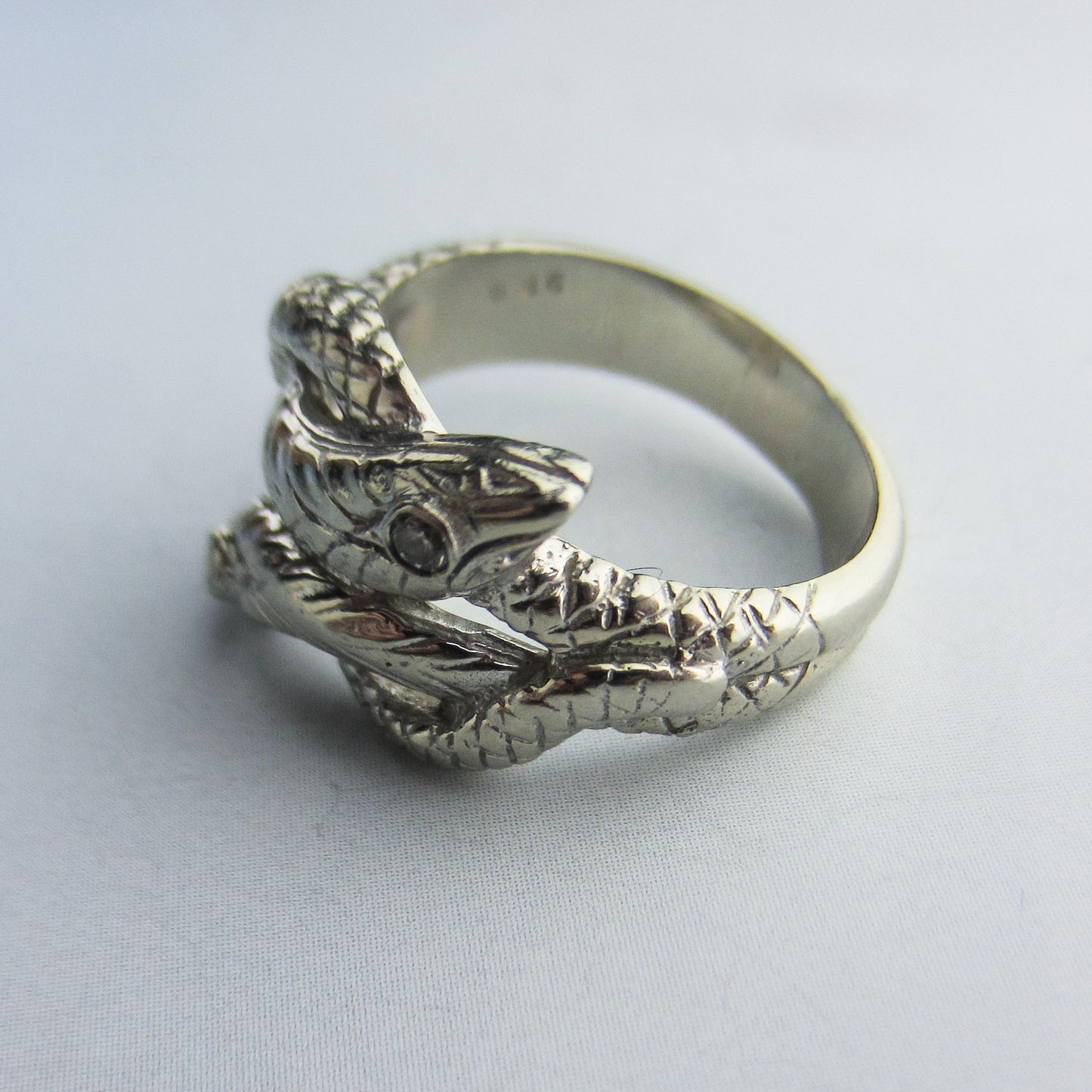 SOLD-Vintage Diamond Double Snake Ring 14k c. 1950