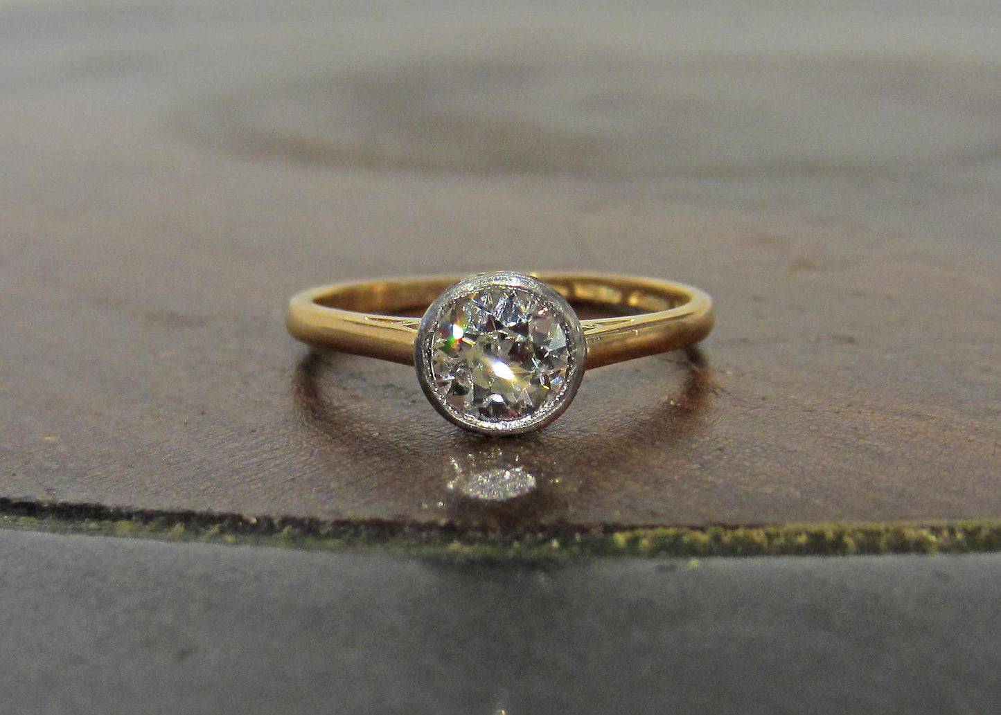 SOLD--Art Deco Old European Diamond .65ct Solitaire Engagement Ring Plat/18k c. 1920