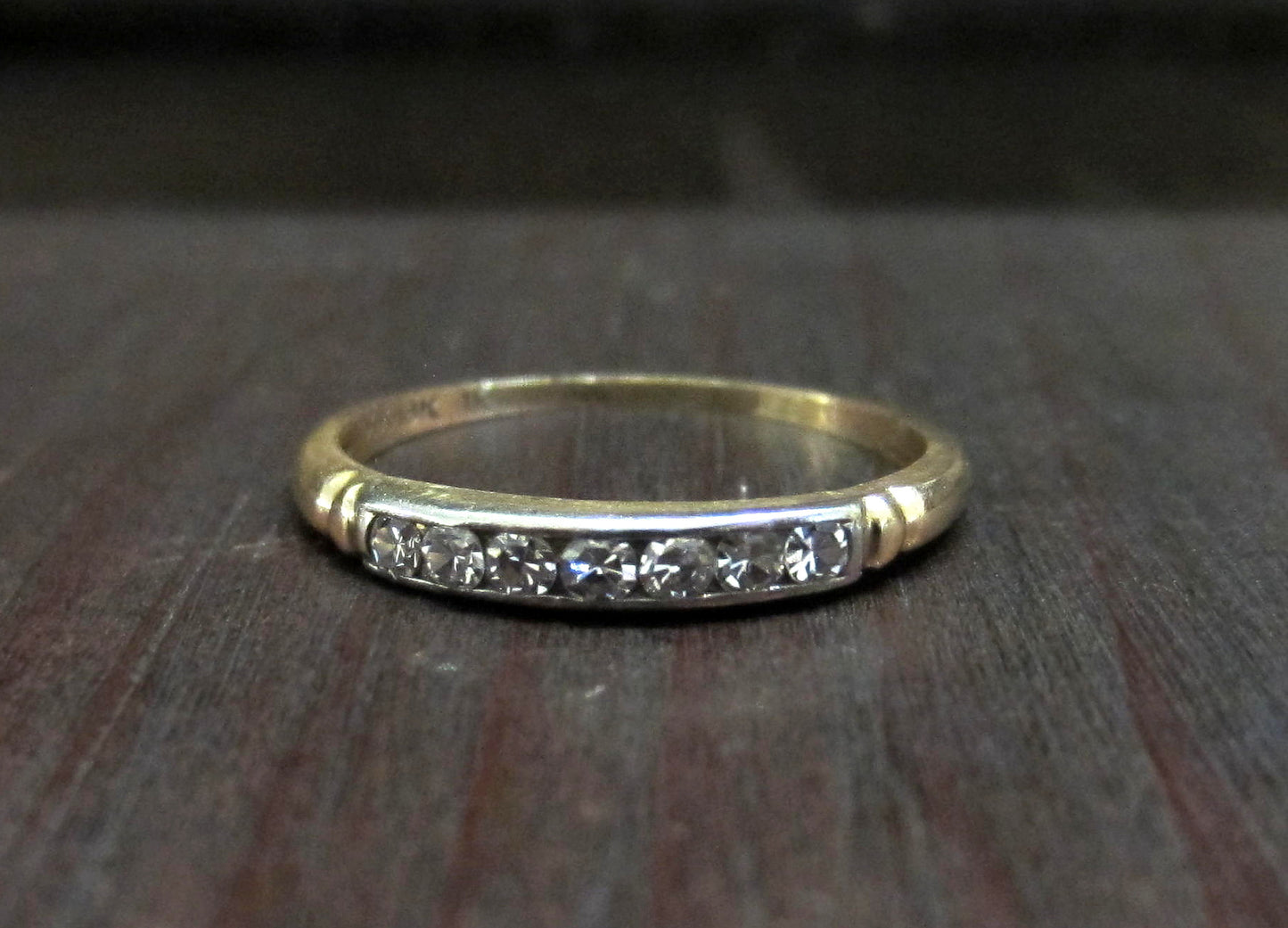 SOLD--Art Deco Channel Set Diamond Wedding Band 14k-18k c. 1941