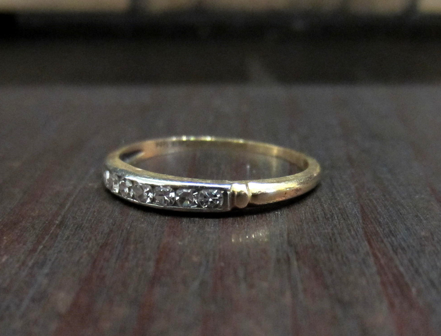 SOLD--Art Deco Channel Set Diamond Wedding Band 14k-18k c. 1941