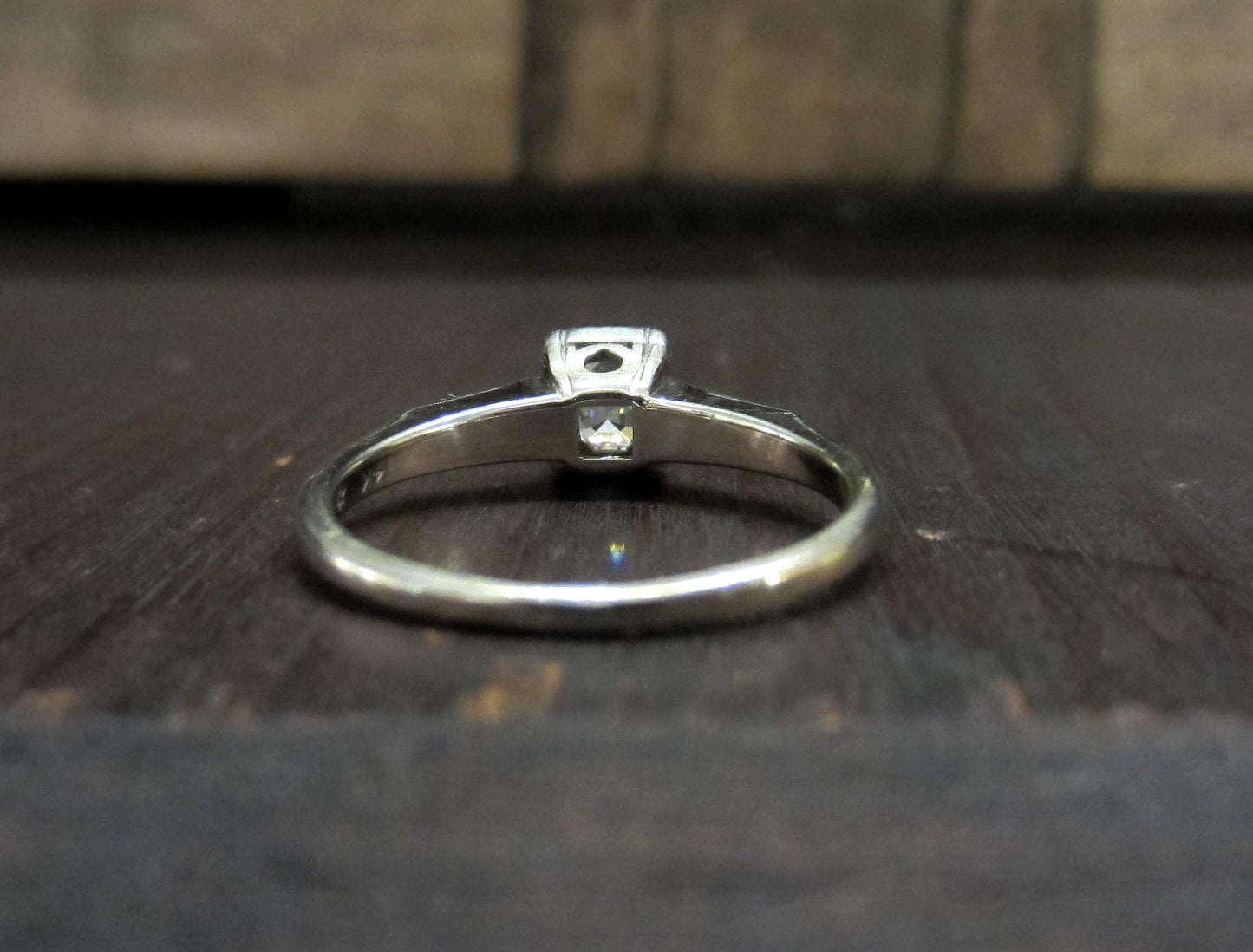 SOLD--Art Deco Emerald Cut Diamond .46ct Engagement Ring 14k c. 1930