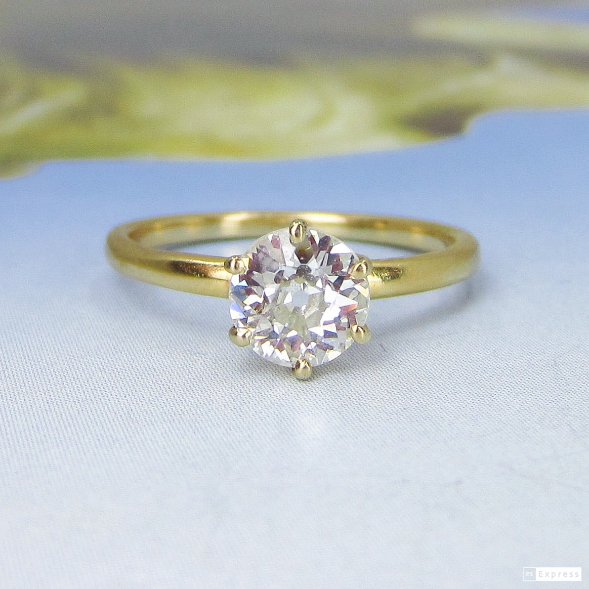 SOLD-Edwardian Old European .75ct Engagement Ring 18k, Kohn c. 1900