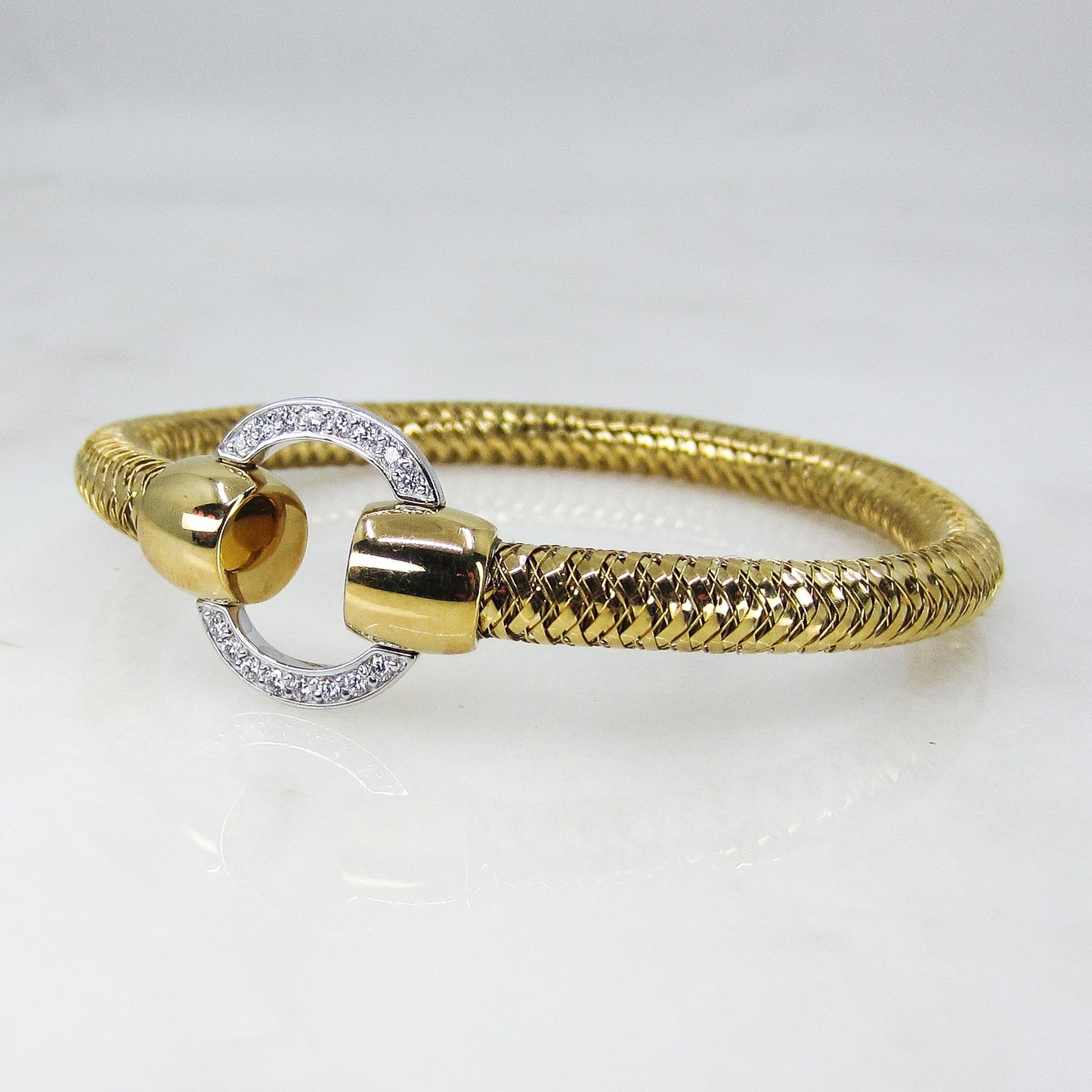 Vintage Roberto Coin Woven Diamond Bangle 18k, Italy c. 2000's