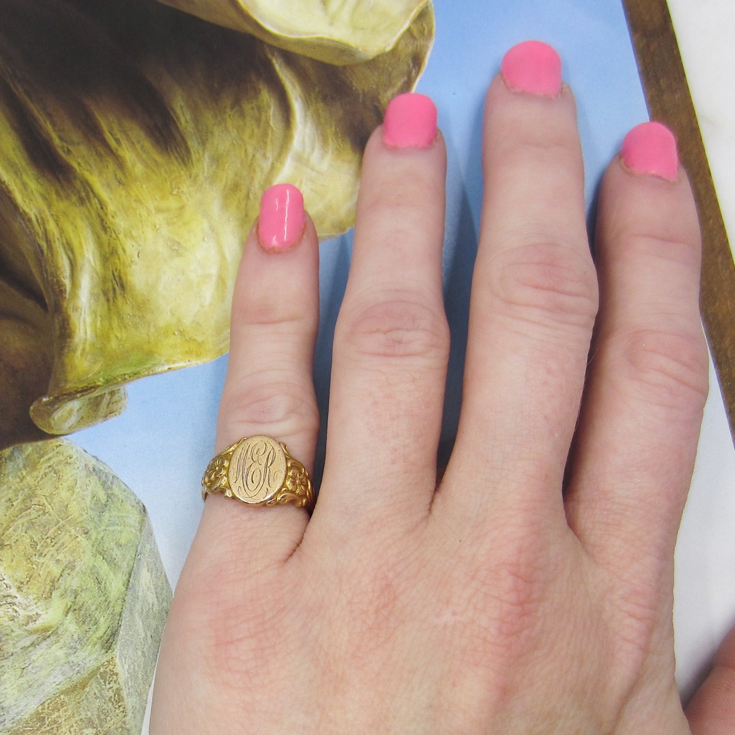 SOLD--Art Deco Signet Pinky Ring 10k c. 1920