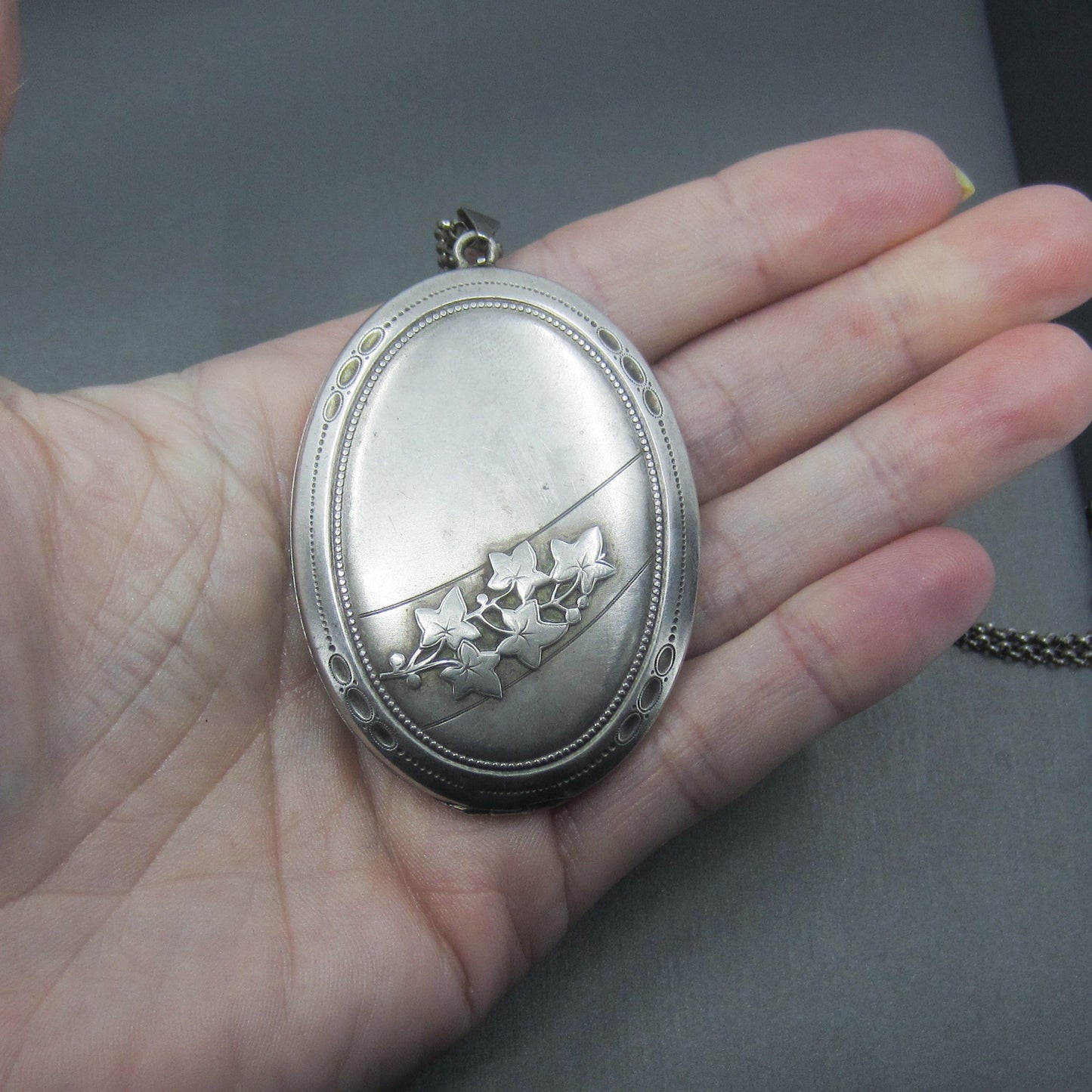 SOLD--Large Jugendstil Locket 800 Silver, Germany c. 1890