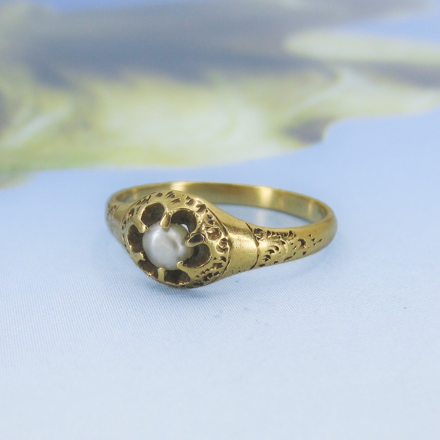 SOLD-Victorian Pearl Ring 18k c. 1880