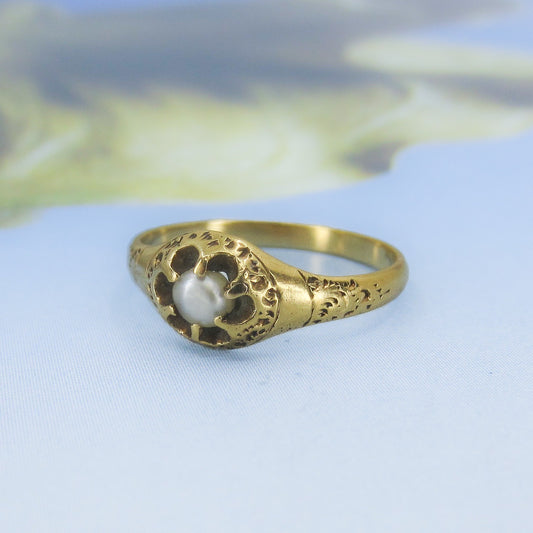 SOLD-Victorian Pearl Ring 18k c. 1880