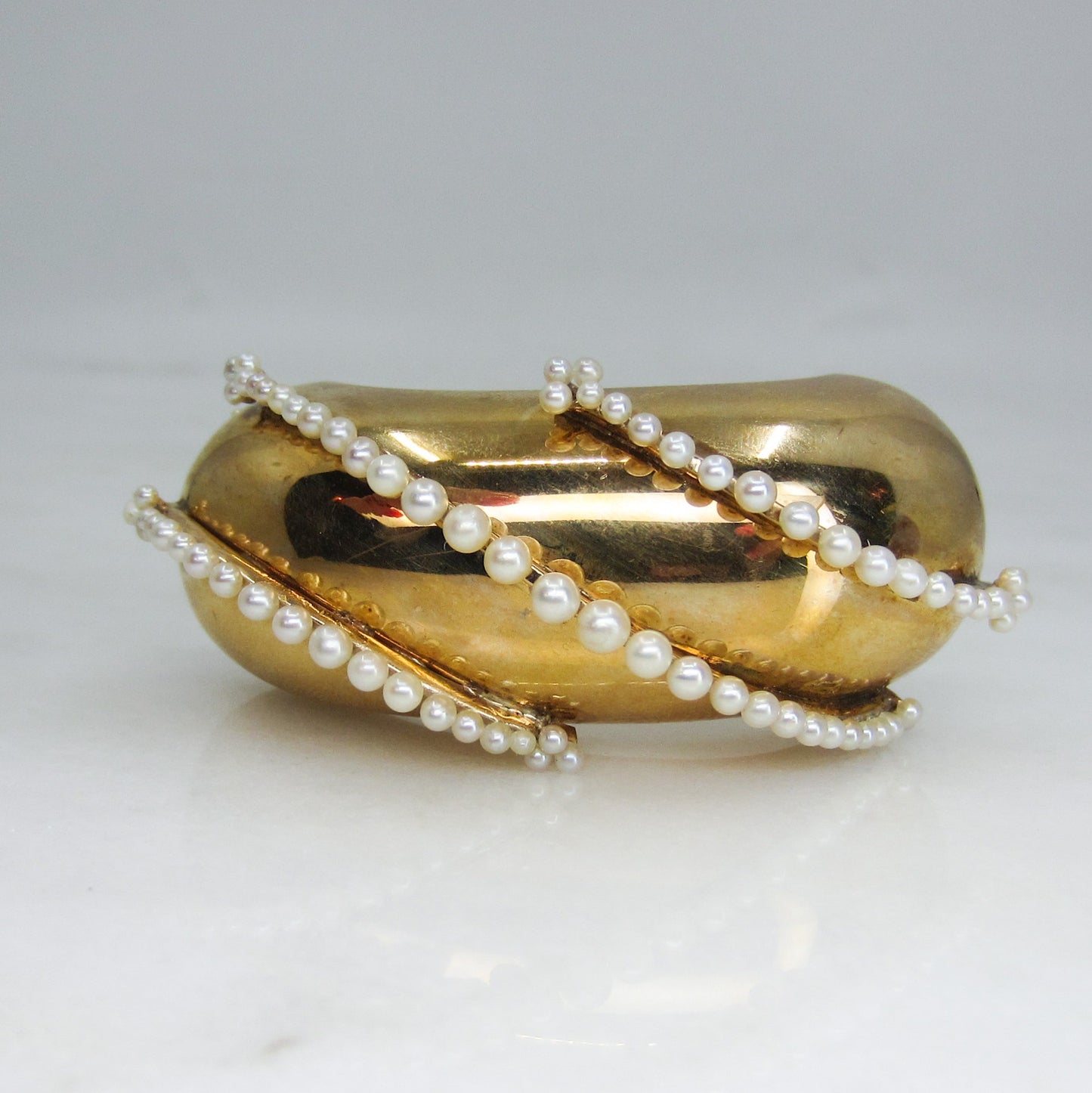 Retro Pearl Brooch 14k, Paul Lackritz c.1940