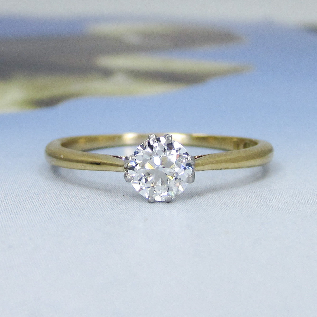 SOLD--Edwardian Old European .53ct Diamond Engagement Ring Plat/18k c. 1910