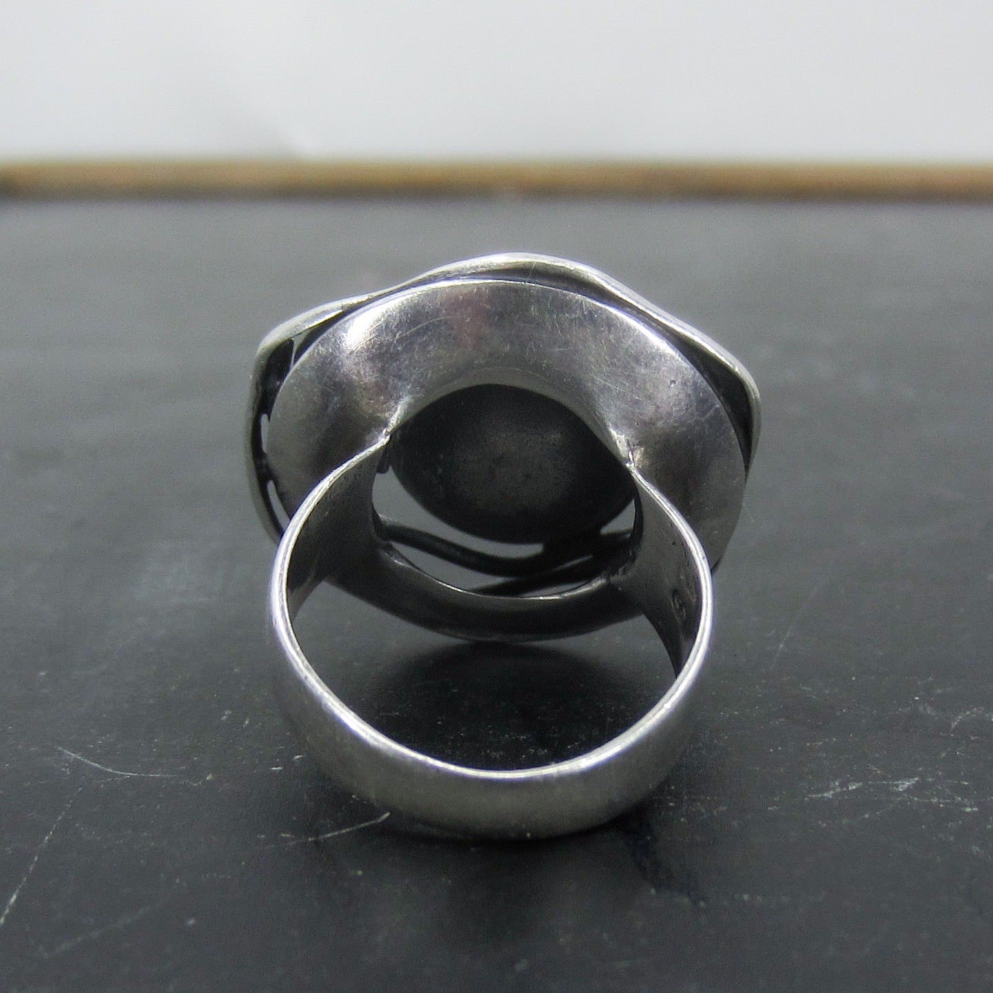 SOLD--Modernist Pearl Ring Sterling Silver c. 1970