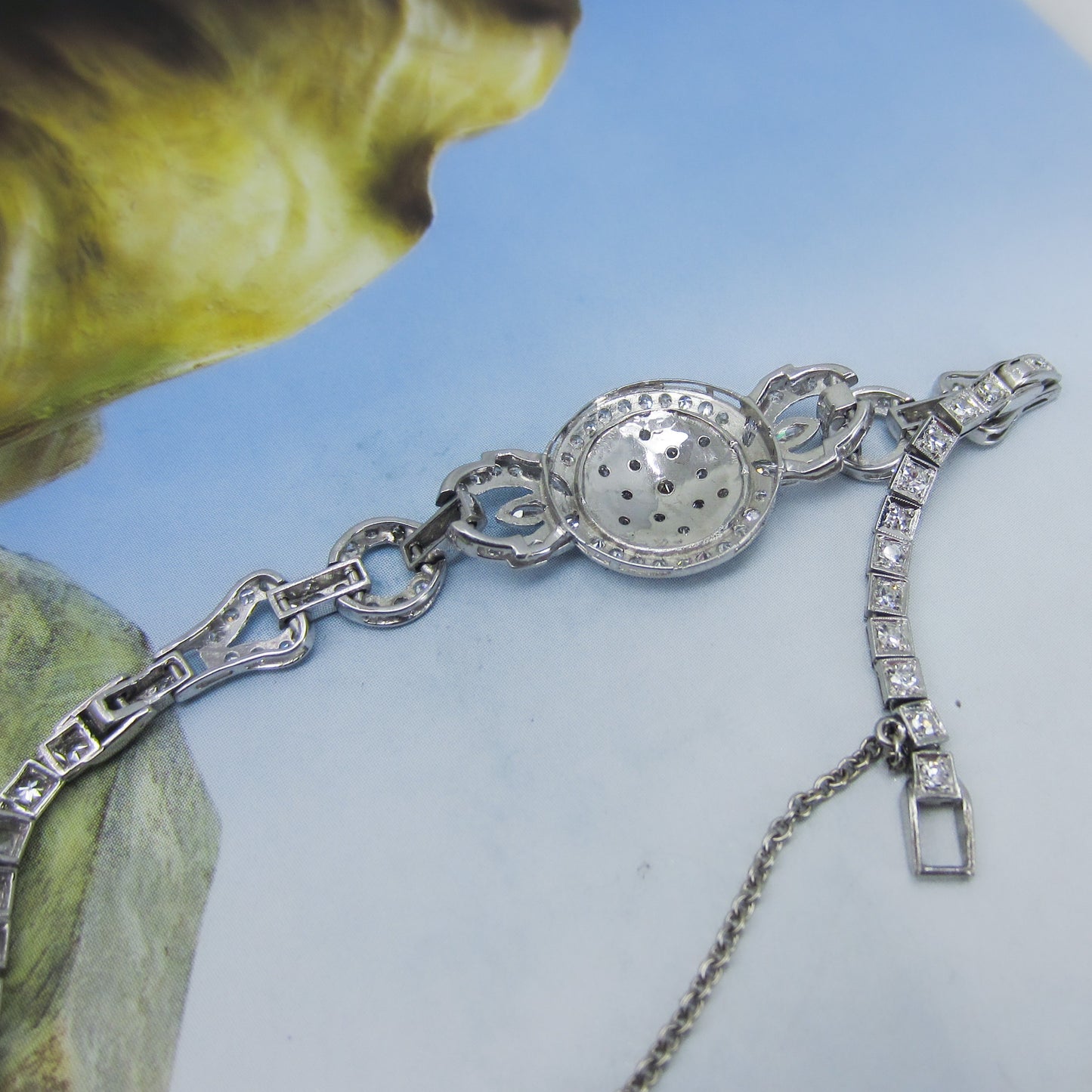 SOLD--Art Deco Diamond Cluster Bracelet Platinum c. 1930