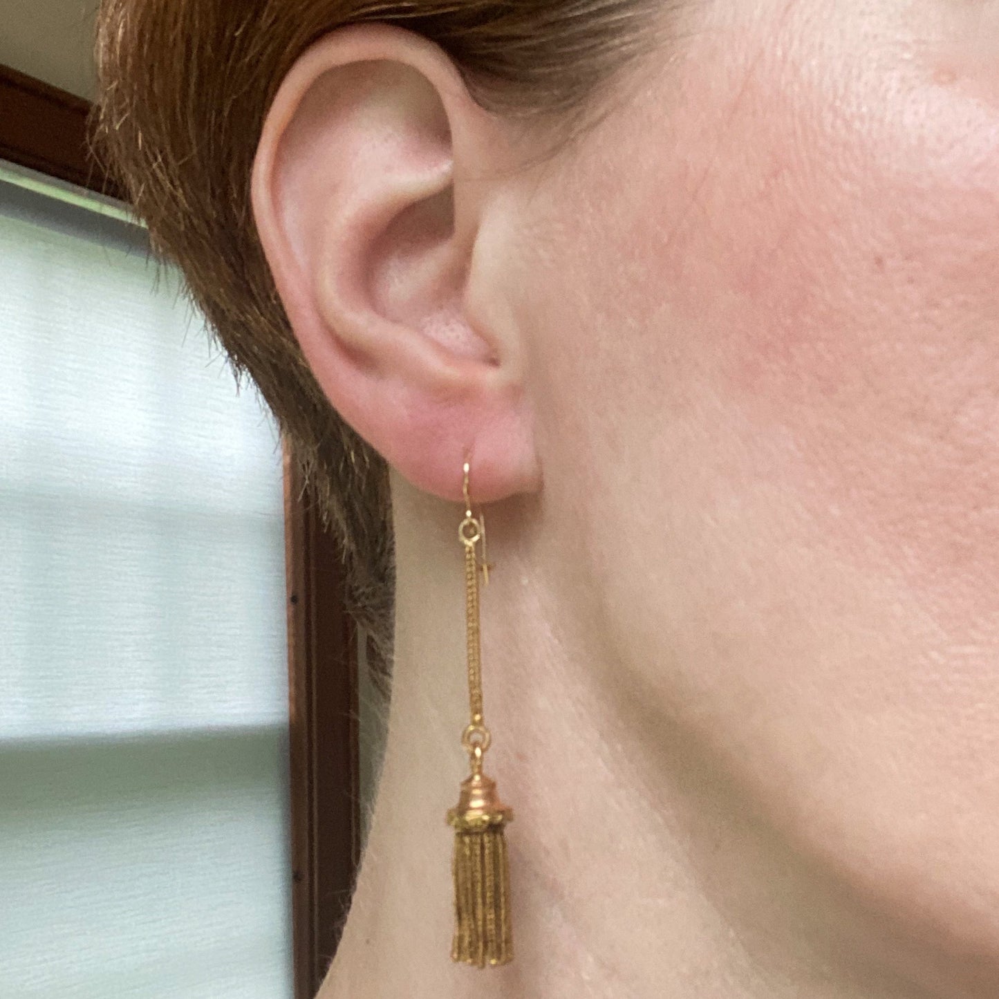 SOLD--Victorian Tassel Earrings 18k, French c. 1880