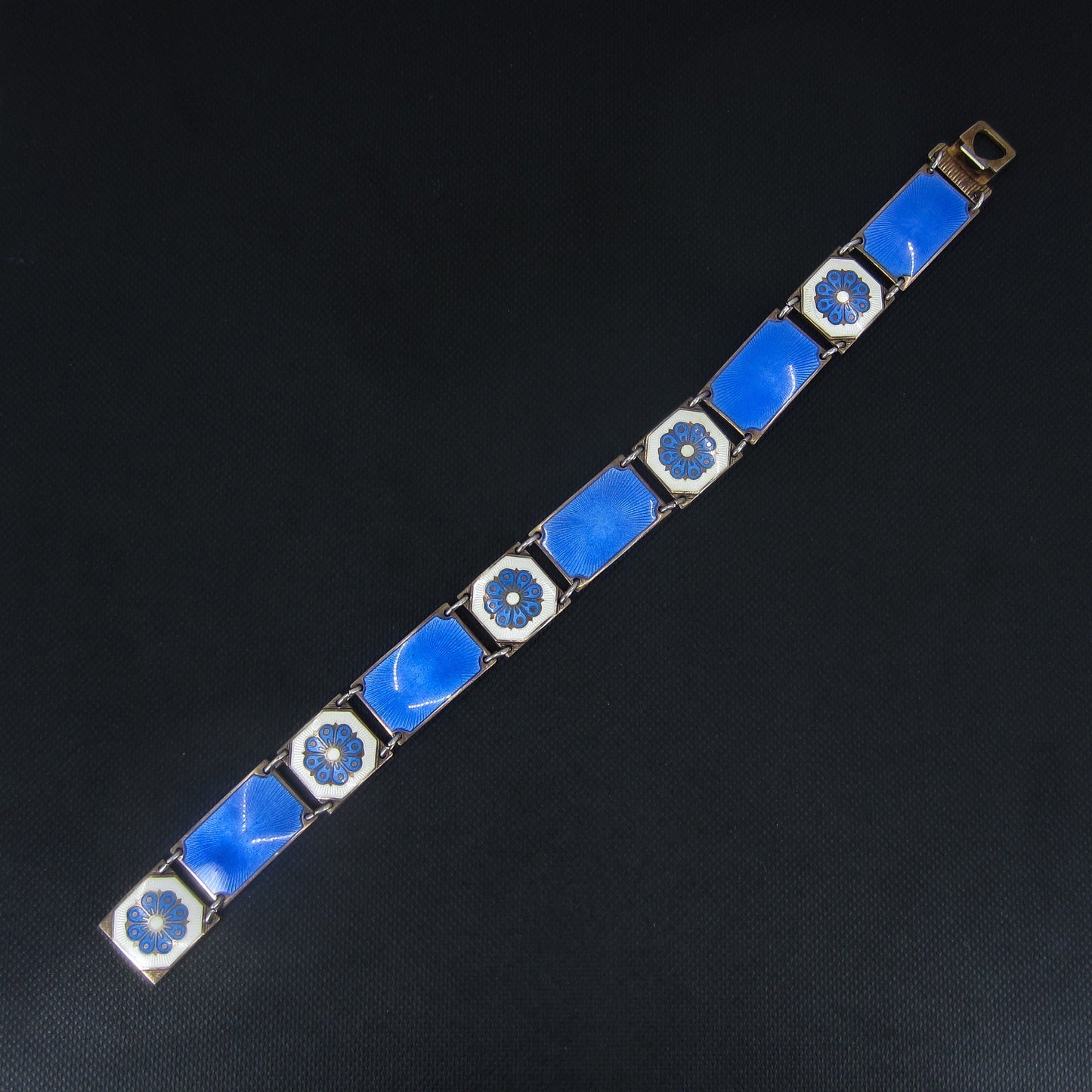 MidCentury David Andersen Blue Enamel Bracelet Gilt Sterling, Norway c. 1950